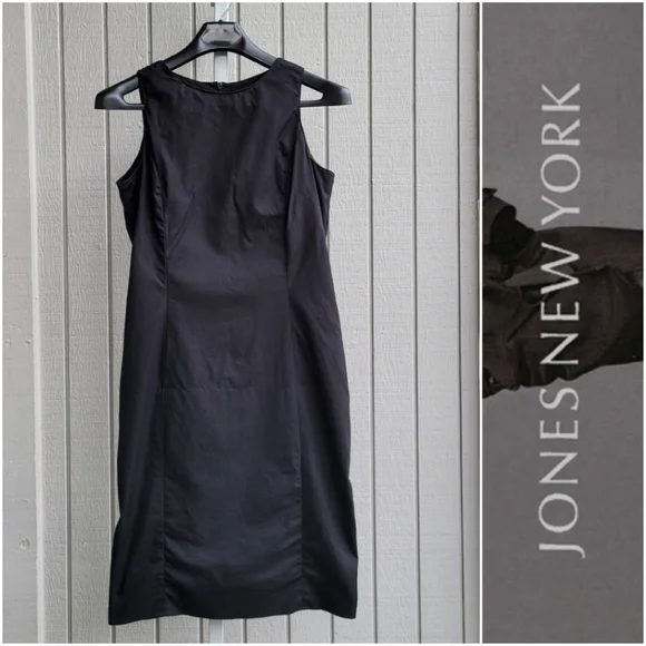 Y2K Sleeveless Cotton Stretch Dress EUC | Ladies 12 Black Jones New York - Picture 1 of 14